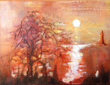 Peinture intitulée "Clair de lune   46x…" par Frall, Œuvre d'art originale, Acrylique