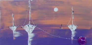 Peinture intitulée "Mouillage à la lune…" par Frall, Œuvre d'art originale, Acrylique
