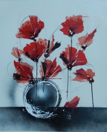 Peinture intitulée "Coquelicots à la mo…" par Frall, Œuvre d'art originale, Acrylique