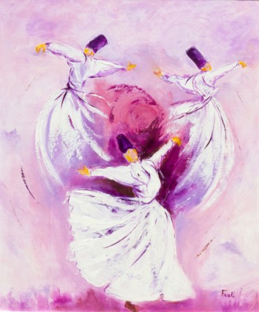 Peinture intitulée "Meditation dansée-5…" par Frall, Œuvre d'art originale, Huile Monté sur Châssis en bois