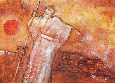 Peinture intitulée "Le Prophète   30x40…" par Frall, Œuvre d'art originale, Huile Monté sur Châssis en bois