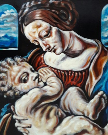 Peinture intitulée "Étude de " Léonard…" par Sam Keusseyan, Œuvre d'art originale, Acrylique