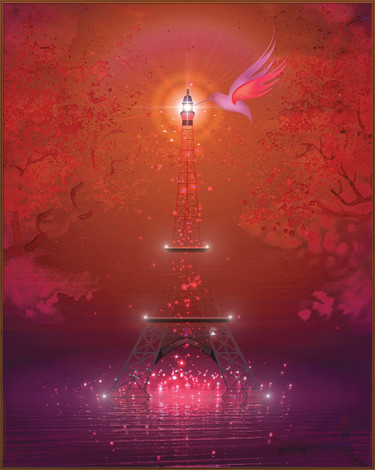 L'automne de la tour Eiffel Arts numériques intitulée "L'automne de la tou…" par Harald Dastis, Œuvre d'art originale, Travail numérique 2D