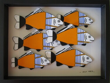 Sculpture intitulée "Poisson Breton" par Nyls  Eliot, Œuvre d'art originale, Bois