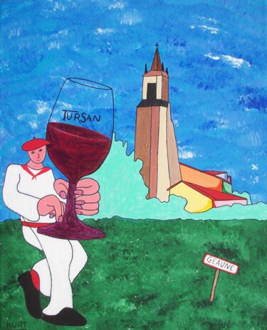 Peinture intitulée "Geaune et son vin" par Didier Dordeins, Œuvre d'art originale, Acrylique Monté sur Châssis en bois