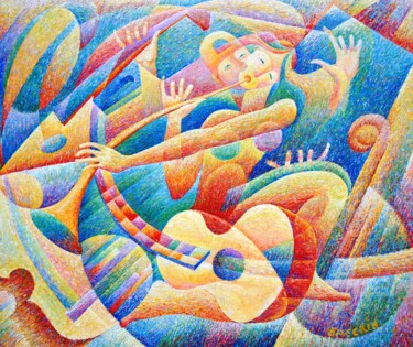 Картина под названием "Мелодия любви" - Alexander Breskin, Подлинное произведение искусства, Масло Установлен на Деревянная…