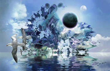 ECLIPSE œuvre encadrée. Chez le peintre Île de France Peinture intitulée "ECLIPSE œuvre encad…" par Pix-Peinture Kabuki, Œuvre d'art originale, Autre