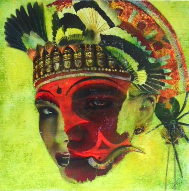 Collages intitulée "Veuve noire" par Laurence Vernizeau, Œuvre d'art originale, Collages