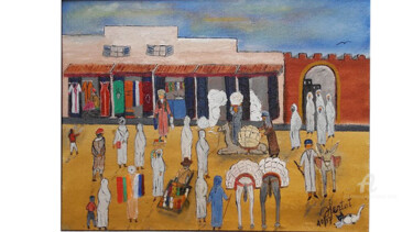 Peinture intitulée "souk-de-la-laine.jpg" par Ahmed Fertat, Œuvre d'art originale, Huile
