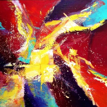 Peinture intitulée "Carré jaune sur fon…" par Caballero Ignacio Pérez, Œuvre d'art originale, Acrylique Monté sur Châssis en…