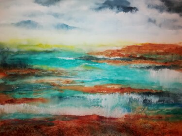 제목이 "QUIETUDE EN BLEU"인 미술작품 Severine Soulas로, 원작, 수채화
