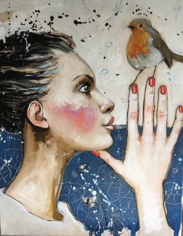 Peinture intitulée "tête" par Catherine Cornec, Œuvre d'art originale, Huile