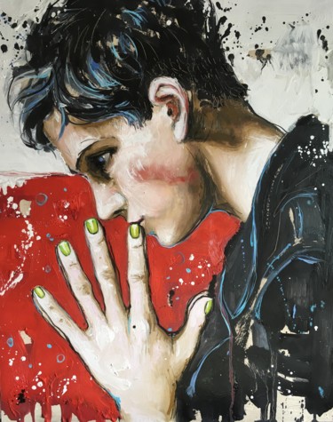 Peinture intitulée "tête" par Catherine Cornec, Œuvre d'art originale, Huile
