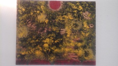 Tableau abstrait de lune rouge