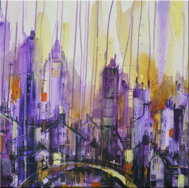 City Bustle Painting titled "City Bustle" by Irina Rumyantseva, Original Artwork, Acrylic