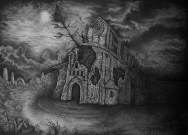 "Gothic landscape ("…" başlıklı Resim Gabriele Plastina tarafından, Orijinal sanat, Grafit