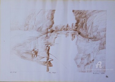 Sur la riviere Painting titled "Sur la riviere" by Slobodan Spasojevic (Spaki), Original Artwork, Ink