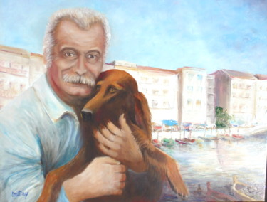 Peinture intitulée "Brassens avec son c…" par Matray Marie-Christine, Œuvre d'art originale