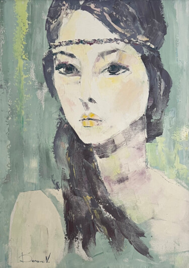 绘画 标题为“"She knew Silence"” 由Viktoria Daneva, 原创艺术品, 油 安装在木质担架架上