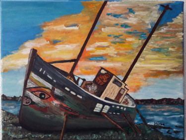 绘画 标题为“Bateau en galère” 由Raymond (Herka) Koelblen, 原创艺术品, 丙烯