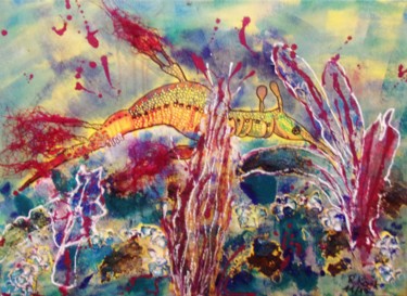 Painting titled "Sea Horse" by Renate Kock, Original Artwork, Acrylic