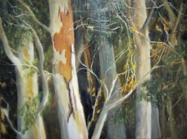 Painting titled ""Just a glance" by…" by Ageliki Aggelike, Original Artwork, Oil Mounted on Wood Stretcher frame