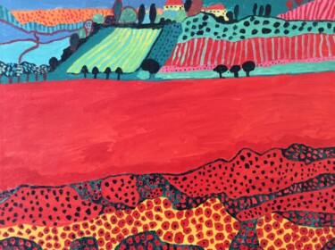 Peinture intitulée "Mon premier champ d…" par Many, Œuvre d'art originale, Acrylique