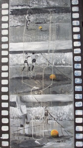 Pintura titulada "homenaje a Carlos S…" por Rosario De Mattos, Obra de arte original, Oleo