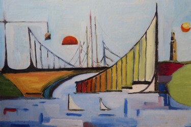Painting titled "Fantasme portuaire" by Jean Barace, Original Artwork
