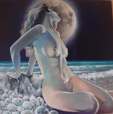 Peinture intitulée "CLAIR DE LUNE" par José Garcia (GARBEL), Œuvre d'art originale, Acrylique