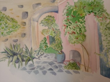 Peinture intitulée "le patio" par Nadege Frazié, Œuvre d'art originale
