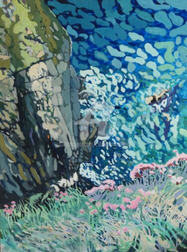 acrylique et huile: Bord de mer à Trézien