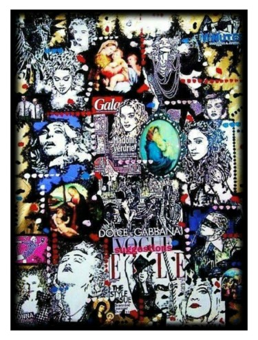 Collages intitolato "MADONNE POP" da Simone Lazzarini, Opera d'arte originale, Collages Montato su Telaio per barella in leg…