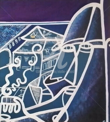 Peinture intitulée "Night Walk in Prague" par Elodie M. Richard, Œuvre d'art originale, Acrylique