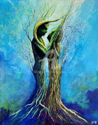 Peinture intitulée "Les amants pétrifié…" par Gaïdg, Œuvre d'art originale, Acrylique Monté sur Châssis en bois