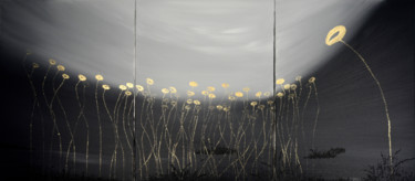 Painting titled "Lilies in Gold (ser…" by Faye Zxz, Original Artwork, Oil