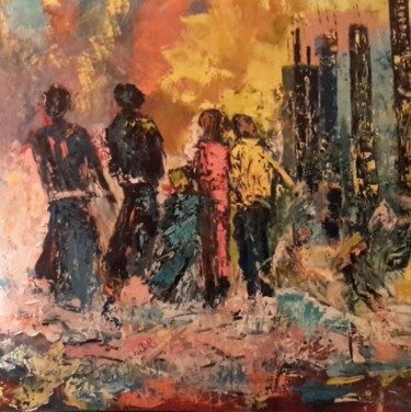 Pintura titulada "promenade-a-new-yor…" por Jean-Pierre Duquaire, Obra de arte original, Oleo