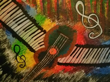 Painting titled "Music is the Key" by Daranee Luecha, Original Artwork, Acrylic