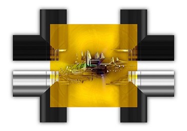 Artisanat intitulée "CRUX (jaune)" par Pix-Peinture Kabuki, Œuvre d'art originale
