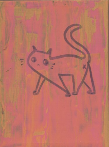 Abstract Pussycat Orange Painting titled "Abstract Pussycat O…" by Oberlin The Artist, Original Artwork, Acrylic