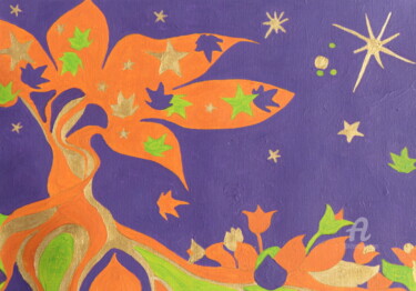 Peinture intitulée "Vie cosmique, invit…" par Corinne Brossier (Atelier de l'imaginaire), Œuvre d'art originale, Acrylique