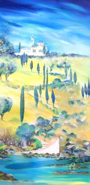 Painting titled "PREMIER PAS EN PROV…" by Léti, Original Artwork, Oil Mounted on Wood Stretcher frame
