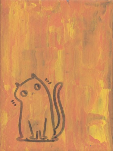 Abstract Pussycat Yellow Painting titled "Abstract Pussycat Y…" by Oberlin The Artist, Original Artwork, Acrylic