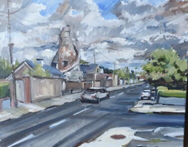 Painting titled "Bottletower, Dublin" by Andrew Moore, Original Artwork, Oil