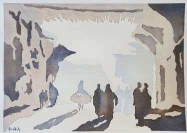 Pittura intitolato "Bazar" da Leonardo Arieti, Opera d'arte originale, Acquarello
