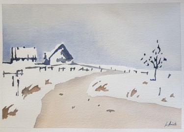 Pittura intitolato "Sinfonia invernale" da Leonardo Arieti, Opera d'arte originale, Acquarello