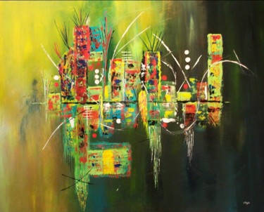 City Light Painting titled "City Light" by Chrystelle Belly, Original Artwork, Acrylic