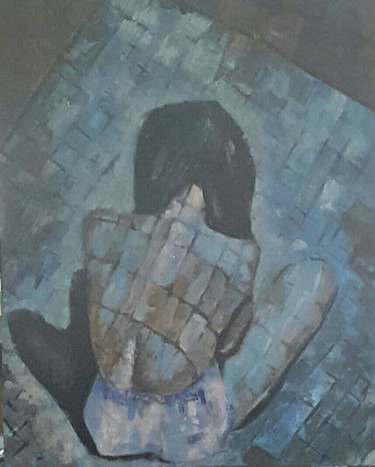 Peinture intitulée "Au fond d'la piscine" par Véroniq'S, Œuvre d'art originale, Huile