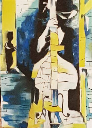Peinture intitulée "La contrebasse du c…" par Véroniq'S, Œuvre d'art originale, Autre