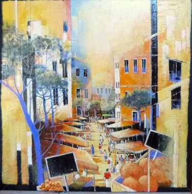 Peinture intitulée "Le marché" par James Burgevin, Œuvre d'art originale